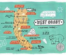 Image result for West Coast Map USA National Parks