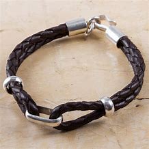 Image result for Men's Leather and Silver Bracelets