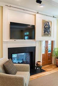 Image result for Hidden TV Over Fireplace Ideas