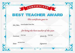 Image result for Best Teacher Certificate