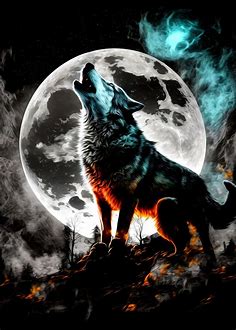 'Fantasy Wolf' Poster, picture, metal print, paint by Romos Xavi | Displate