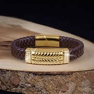 Image result for 14K Gold and Leather Bracelets