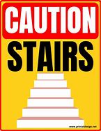 Image result for Caution Stairs Sign Black and White