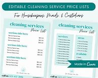 Image result for House Cleaning Price List