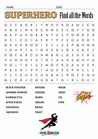 Image result for Big Superhero Word Search