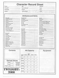 Image result for Twilight 2000 4th Edition Blank Character Sheet