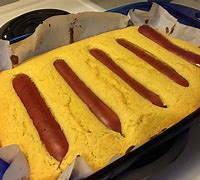 Image result for Jiffy Cornbread Hot Dog Casserole