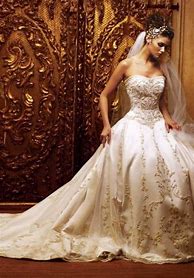 Image result for Beautiful White and Gold Wedding Dress