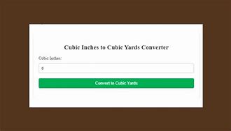 Image result for Cubic Inches to Cubic Yards