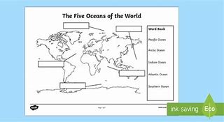 Image result for 5 Oceans of the World Worksheet