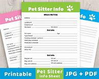 Image result for Pet Sitting Information Sheet Template
