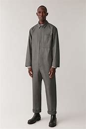 Image result for Gray Two Piece Set Jacket Jumpsuit Male Wool