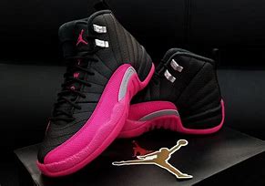 Image result for Jordan 12 Pink and Black