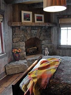 Stack Stone Fireplace Rustic | Home Design Ideas