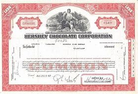 Image result for Vintage Hershey Chocolate Stock Certificate