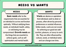 Image result for Examples of Needs