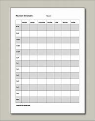 Image result for Blank Revision Timetable