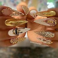 Image result for Gold Rhinestone Nail Art