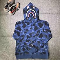 Image result for BAPE Blue Camo Shark Hoodie