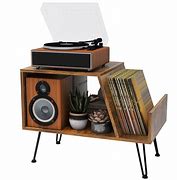 Image result for Grey Record Player Stand and Vinyl Storage