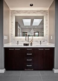 Image result for Bathroom Vanity with Tile Behind Mirror