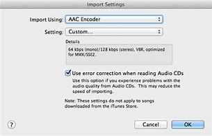 Image result for iTunes Import CD Settings