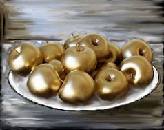 Image result for A picture of Golden Apples in a picture of silver