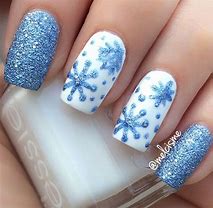 Image result for Blue and White Winter Nails