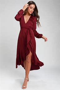 Image result for Burgundy Wrap Dress