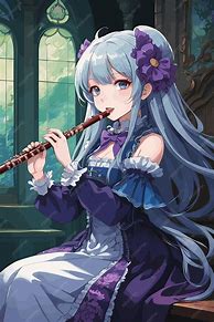 Image result for Anime Girl Playing Wooden Flute