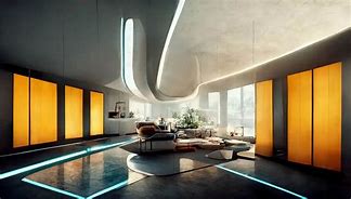 Image result for Futuristic Tech Store Interior Orange