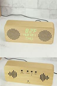 Image result for Wooden Digital Alarm Clock Speaker FM Radio 10W Wireless Phone Charger LED Clock