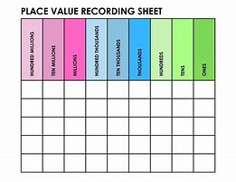 Image result for Place Value Record Chart Printable