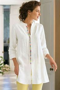 Image result for White Cotton Tunic Tops for Women