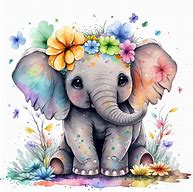 Image result for Watercolor Elephant Cartoon