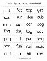 Image result for Preschool Three Letter Words