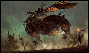 Image result for Flying Steampunk Factory Art