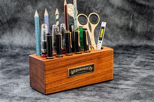Image result for Wooden Pen and Pencil Holder