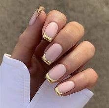 Image result for White and Gold French Tip Nails