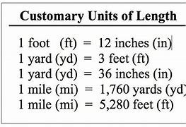 Image result for Customary Units of Measurement Length