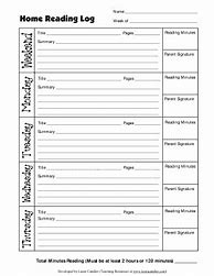 Image result for Reading Log with Parent Signature Sheet 8th Grade