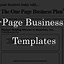 Image result for One Page Business Plan Template PDF