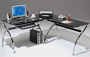 Image result for Black Glass Computer Desk