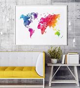 Image result for Colorful World Map Wall Art