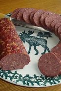 Image result for Smoked Deer Sausage in Cloth Wrapping