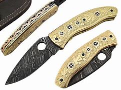 Image result for Damascus Steel Folding Pocket Knife