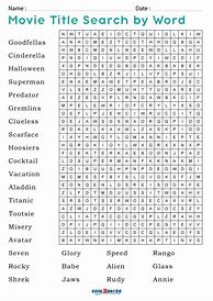 Image result for Movies Word Search Puzzles Printable