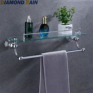 Image result for Glass Bathroom Shelf with Towel Bar