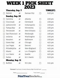 Image result for Printable NFL Schedule Week