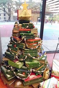 Image result for Stacked Books Christmas Tree